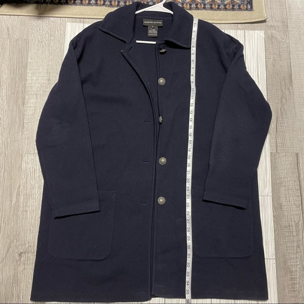 Andrea Jovine 100% Wool navy long sweater cardigan. - Picture 8 of 10
